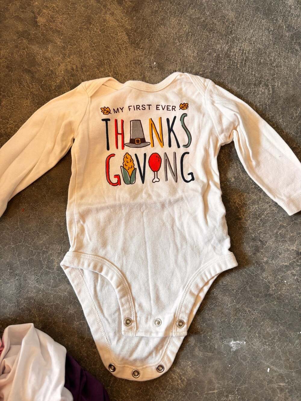 Carter's My First Ever Thanksgiving Long Sleeve Baby Bodysuit White 9M
